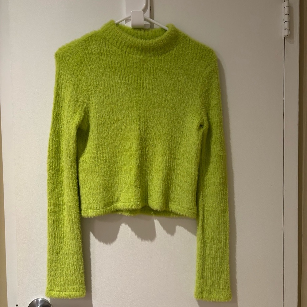 Anthropologie Lime Green Fuzzy Sweater